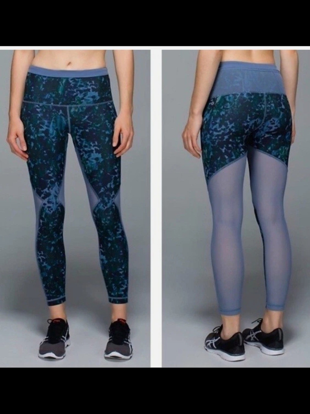 Lululemon Running In The City 7/8 Tight - Floral Backdrop Blue Denim Size 6
